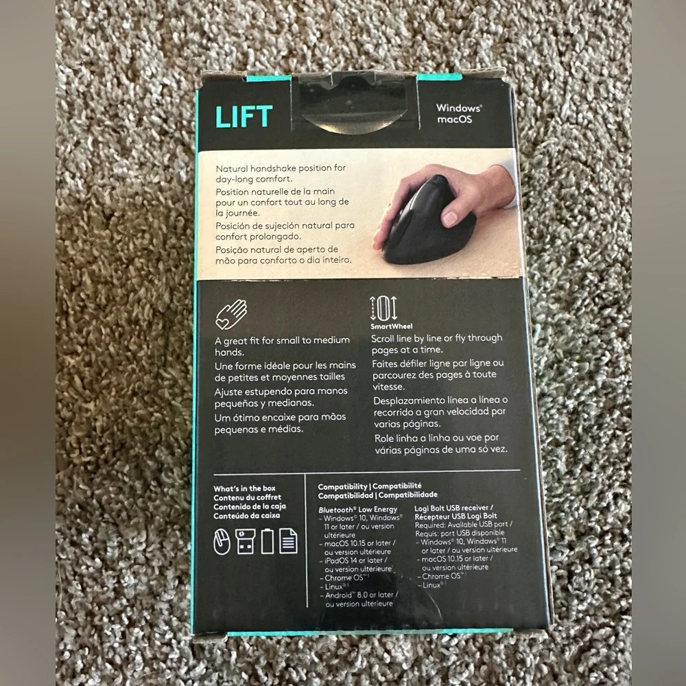 LIFT Vertical Ergonomic Mouse Logitech black certified wireless